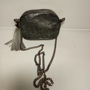Furla Silver Crossbody with Chain NWOT Heart Tassel